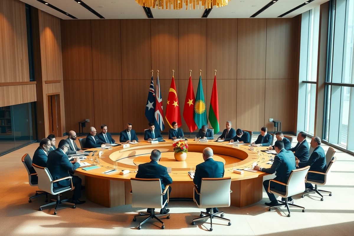 Лидеры стран БРИКС на саммите в 2026 году, обсуждение глобальных инициатив.
