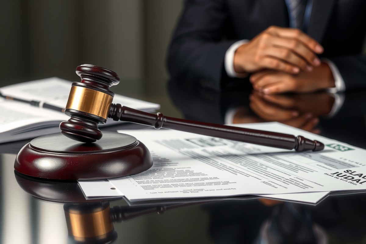 Gavel on documents symbolizing justice and financial penalties