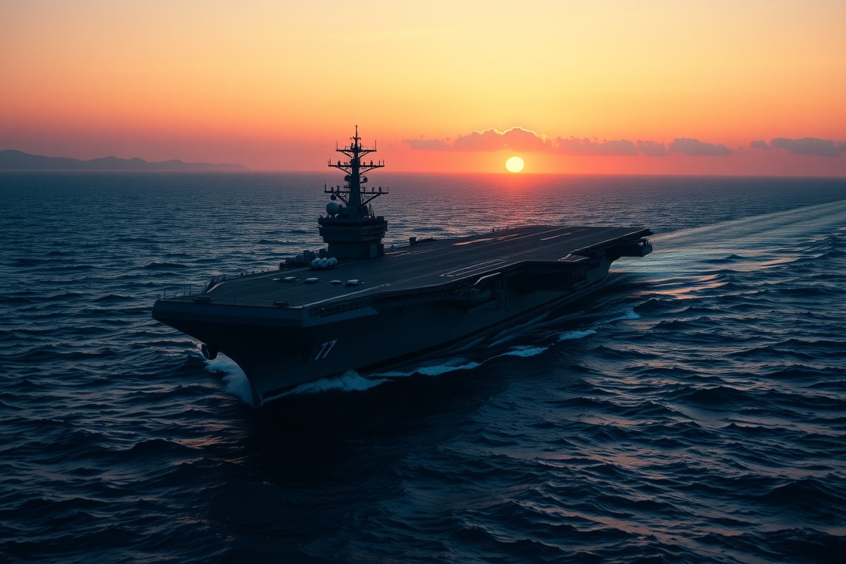 Американский авианосец в море на фоне напряженной ситуации в регионе Ближнего Востока.